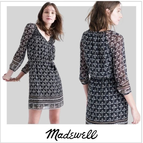 Madewell Woodland Artisan Dress 0 Boho Flowy Peasant Hippie Floral - Picture 2 of 7